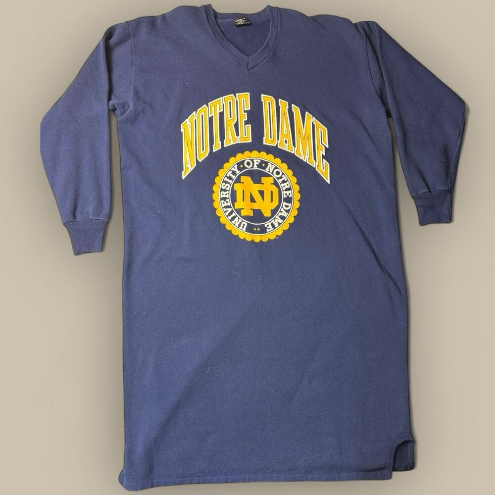 Vtg 90s University Notre Dame Fighting Irish Sweatshirt Sleep Night Dress XL
